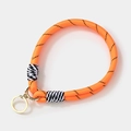 Orangefarbenes geflochtenes Nylon-Handgelenkband mit goldenem Ring und schwarzen Details - 1.7cmx25cm / Orange