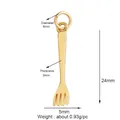 Golden fork pendant jewelry accessory made of alloy for DIY necklaces and crafts - Gold Flat Fork