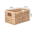Rechteckiger geflochtener Aufbewahrungskorb aus Rattan mit Griffen, 33x21x18 cm - Flacher Griff Wasserhyazinthe 33x21x18cm