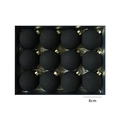 Set of 12 matte black 8cm Christmas ball ornaments with gold caps in a gift box - Matte Black