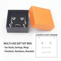 Orange and black jewelry gift box variant with functional foam inserts for rings and earrings - 7.5 Set Box / 7.3x7.3x3.5cm / Black & Gold Splendid