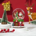 Christmas snow globe with Santa and tree inside a red cabin base for holiday gifts - Large With Light & Music - Style A