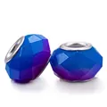 Blue-purple gradient faceted glass beads with silver metal core for DIY bracelets - Blue Purple Gradient Faceted
