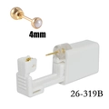 Sterile disposable ear piercing tool with 4mm golden pearl stud earring model 26-319B - 4mm Pearl / Gold