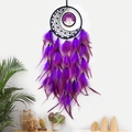 Purple dream catcher wall hanging with amethyst tree of life and soft feathers - Purple