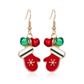 Christmas glove earrings in red and white enamel with festive bell charms and gold accents - 28.Bell Glove Earrings