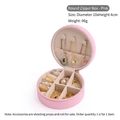 Pink velvet circular jewelry organizer with multi-compartment interior for travel storage - Round Zipper Style / Pink