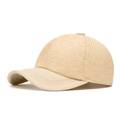 Breathable straw baseball cap in light beige with fine woven texture and curved brim - Light Khaki