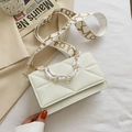 Borsa a tracolla trapuntata bianca con catena dorata e ampia tracolla in tessuto MAURIS - Bianco