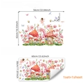 Pegatina para ventana de casa hongo y flores, decorativa estática para cristal, 56x42cm - 30*60cm