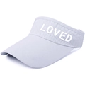 Light gray sun visor hat with wide brim, breathable quick-dry fabric and LOVED print - White