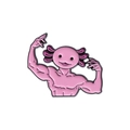 Funny pink muscular axolotl enamel pin with cartoon design for scarves and lapels - Pink Muscle Axolotl