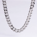 Detail of polished silver cuban link chain with thick interlocking stainless steel rings - 10.5mm Steel Color