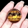 Natural tiger eye stone round pendant with gold engraved Tai Chi Yin Yang symbol - Tiger's Eye