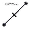 Black stainless steel industrial barbell with cross design, size 1.2x36x5x5mm - Black - Cross