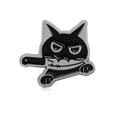 Spilla gatto nero in lega di zinco con pugnale, accessorio moda in stile cartoon - Gatto Nero con Coltello / Nero
