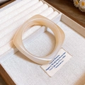 Minimalist cream-colored resin square geometric bracelet with cloud-like patterns - Cream White Textured / Rounded Square / Off White