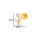 Golden flower-shaped G23 titanium stud piercing with three sparkling rhinestones, 8x5mm - Three-Stone Flower Cluster (T2504-4#) / Gold