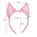 Pink plush cat ear headband with detailed dimensions for costume hair accessories - Pink Shepherd Dog Ear Headband