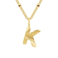 18k gold plated titanium steel necklace featuring letter K pendant on beaded O-chain - Letter K / Gold