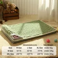 Thick avocado green dog sleeping mat with size chart overlay in a home setting - M (50*35cm) / Avocado Green