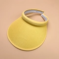 Classic yellow straw open top sun hat with wide brim and adjustable closure - 56-60cm / Yellow