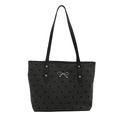 Schwarze Polka-Dot-Tragetasche mit Samtschleifen und einer silbernen Metallschnalle - Schleife