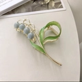 Golden lily of the valley hair claw clip with blue flowers and green leaf details - 11CM Blue Lily of the Valley / Bulk Packaging