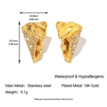 Irregular 18k gold plated stainless steel geometric earrings with small diamond accent - Irregular Tapered Single Stone Style (YE33)