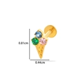 Goldenes F136 Titan Labret-Piercing mit buntem Zirkonia-Eistüten-Design-Motiv - 2# Eiscreme-Design (Gold)