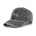 Charcoal grey washed cotton baseball cap with embroidered dachshund dog and love text - One Size / Black