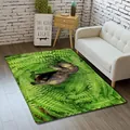 Rechteckige Dino-Flanellmatte mit realistischem Dinosaurier und Farnen-Muster - 40x60cm / Tier 3-Triceratops