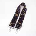 Adjustable leopard print purse strap in purple and gold with silver metal clasps - Purple Silver