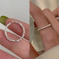 Minimalist 925 sterling silver open ring featuring hammered texture and adjustable fit - Silver Foil Texture (JZ0242)