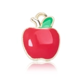 Golden alloy apple pendant with red and green enamel for DIY jewelry and keychains - Red Apple