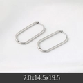 Minimalist silver oval stainless steel earrings in U-shape design for women and men - 2*14.5*28.5mm / Steel