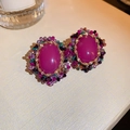 Silver Pin - Rose Red Oval