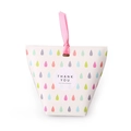 Caja de regalo trapezoidal blanca con gotas de colores y asa de cinta rosa - Gotas de Agua de Colores / 6x6x10cm