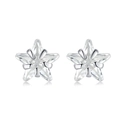 Elegant S999 sterling silver star stud earrings with sparkling white cubic zirconia - Star Zircon / 4mm (S999 Silver)
