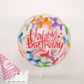 22-inch transparent sphere balloon with colorful puppy patterns and Happy Birthday text - 4D Transparent Puppy Birthday