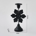 Artistic black metal flower candle holder with matte finish and 17.5cm height - Flower / Black