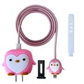 Pink penguin 20W charger case set with spiral cable protector and silicone cable tie - Pink Penguin / Five-Piece Set
