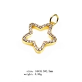 Golden hollow star pendant with clear zircon inlay for jewelry making DIY craft - Style 4