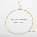 Classic 18K gold plated stainless steel sunflower petal chain necklace for women - Textured Link JDN20161 / Gold