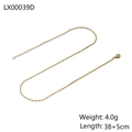 Detail view of gold snake chain necklace with lobster clasp and adjustable extension link - LX00039D