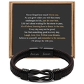 Braided leather bracelet with magnetic clasp in a gift box with a grandson message card - To My Grandson + Engraving Love You Forever