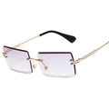 Frameless square sunglasses with light purple gradient lenses and gold metal frames - Gold Frame Light Double Grey