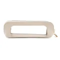 Large capacity cream white PU pencil case with clear window and golden zipper - White