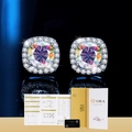 Orecchini a perno in moissanite arcobaleno con montatura halo e certificato GRA - Argento 925 / Orecchini moissanite colore AB da 50 punti