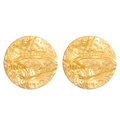 Minimalist gold stainless steel round earrings with irregular textured hammered finish - 18K Gold Plated Irregular Disc (2683)